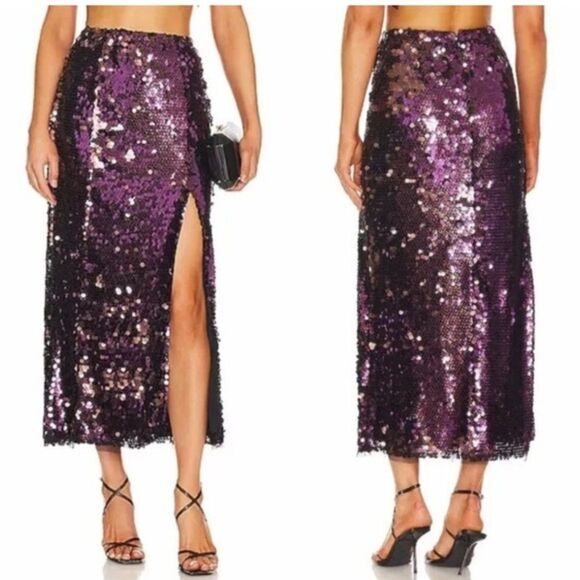Free People Dresses & Skirts - Free People Bright Start Sequin Midi Skirt Purple Size 2